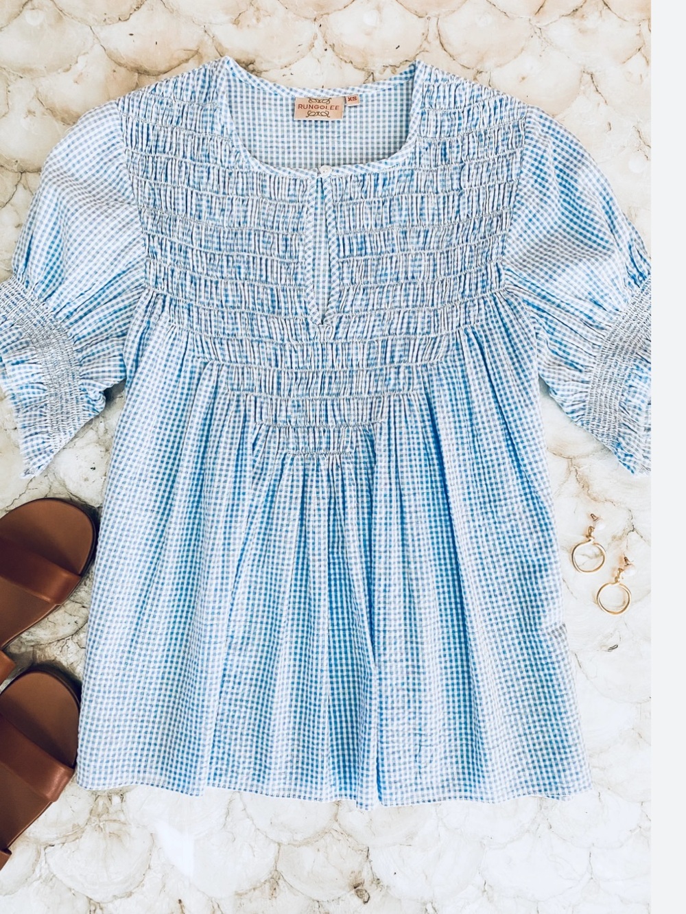 Rungolee Aletta Gingham Blouse Top sz XL